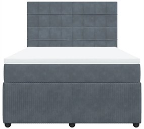 Cama com molas/colchão 160x200 cm veludo cinzento-escuro