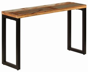 Mesa consola 120x35x76 cm madeira recuperada maciça e aço