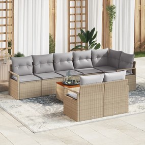 Conjunto de Sofás de Jardim de 9 Peças com Almofadas Bege Rattan Sinté