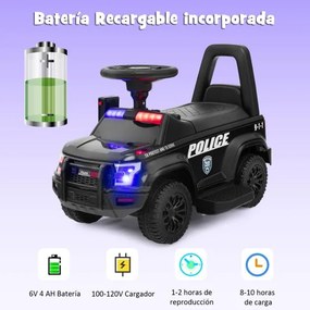 Carro de Polícia Elétrico para Crianças 6V a Bateria com Megafone Alarme Luz para 18-60 Meses 62 x 44 x 43 cm Preto