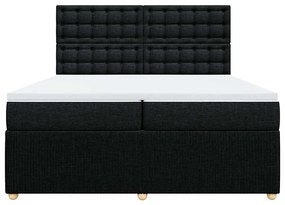 Cama com molas/colchão 200x200 cm tecido preto