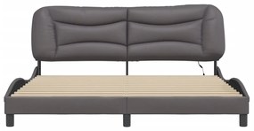 Estrutura de cama c/ luzes LED 180x200cm couro artificial cinza