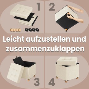 Banco com espaço de arrumação 38 x 38 x 40 cm branco creme