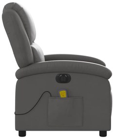 Poltrona de massagens reclinável elétrica couro genuíno cinza