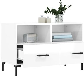 Móvel de TV 80x36x50 cm derivados de madeira branco brilhante