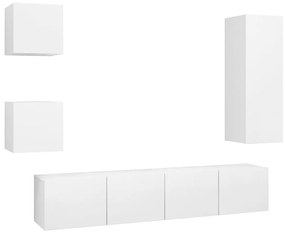 Conjunto de 5 Móveis de Parede de TV Sines M - Branco - Design Moderno