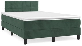 vidaXL Cama boxspring com colchão 120x190 cm veludo verde-escuro