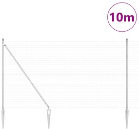 Cerca Euro com 7 Postes Espigados 1,5x10 m Aço Galvanizado