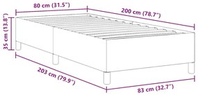 Estrado de Cama Cinza Escuro 80x200 cm Tecido Veludo