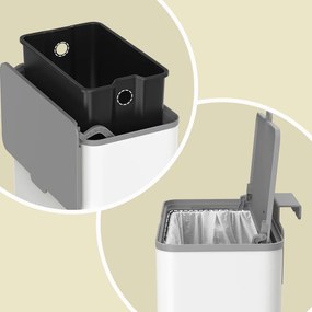 Caixote do lixo suspenso em aço com 8 litros e tampa para resíduos orgânicos 25,8 x 15,2 x 32 cm, para fixar na porta do armário ou na parede branco