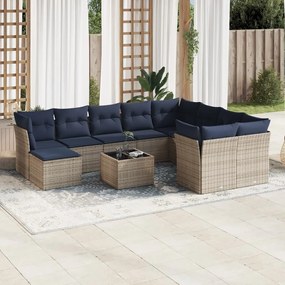 vidaXL 11 pcs conjunto sofás de jardim c/ almofadões vime PE cinzento