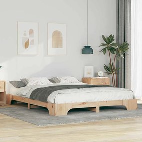 Estrutura de cama de chão Castanho 160 x 220 cm