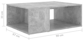 Mesa de centro 90x67x33 cm derivados madeira cinzento cimento