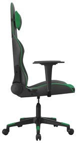 Cadeira gaming massagens couro artificial preto e verde