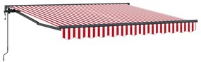 vidaXL Toldo Retrátil Vermelho e Branco 350 x 250 cm Poliéster e Metal