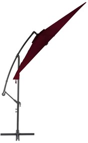 Guarda-sol de jardim cantilever c/ poste alumínio 300 cm bordô