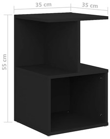 Mesas de cabeceira 2 pcs 35x35x55 cm contraplacado preto