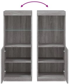 Aparador com luzes LED 41x37x100 cm cinzento sonoma