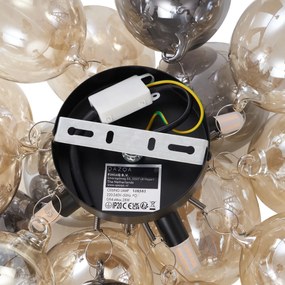 Candeeiro de Teto Design Preto com Âmbar e Vidro Fumê 4 Luzes - Uvas