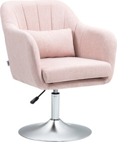 HOMCOM Cadeirão Giratório 360° para Sala de Estar com Altura Ajustável, Encosto Envolvente, Apoios de Braços e Almofada, 60x60x79-91 cm, Rosa | Aosom Portugal