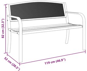 Banco de jardim 119 cm aço preto