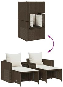 5 pcs conjunto sofás de jardim c/ almofadões empilhável vime PE