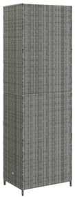 Armário de arrumação p/ jardim 59x40x180 cm vime PE cinza
