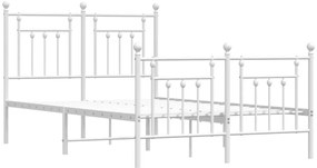 Estrutura de cama com cabeceira e pés 120x200 cm metal branco