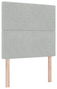 Cama Box com Colchão &amp; Luz LED Cinza Claro 100x200 cm Veludo