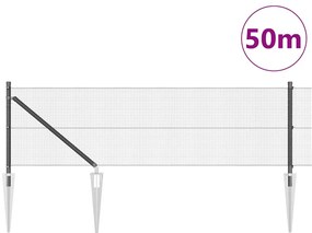 Cerca de Arame Reforçado com 13 Postes de Espeto Cinza 0.8x50 m Aço