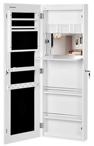 Armário espelhado para joias com grande capacidade de armazenamento | SONGMICS | 108 x 10 x 37,2 cm | branco | JBC63WV1.