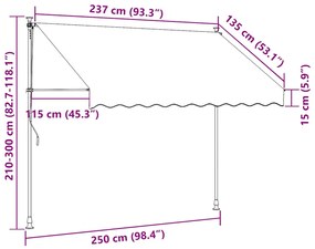 Toldo retrátil manual 250 cm riscas laranjas e brancas