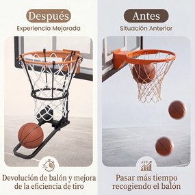 Acessório de Retorno para Basquetebol (CESTO NÃO INCLUIDO), Saída Ajustável a 180°, Preto