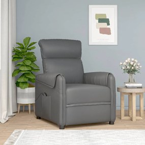 vidaXL Poltrona reclinável elétrica couro artificial cinzento