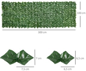 Outsunny Vedação Artificial em Rolo 3m Vedação de Privacidade para Bal
