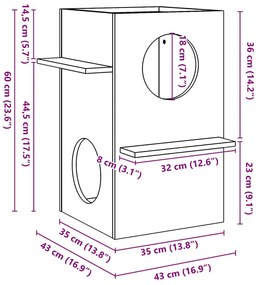 Casa do gato 43x43x60 cm madeira de pinho maciça branco