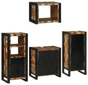 vidaXL Conjunto de Móveis para Banheiro com prateleira com porta 4 pcs