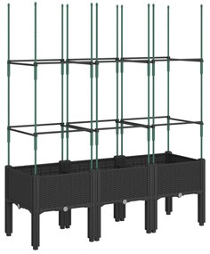 Vaso/floreira de jardim c/ treliça 120x40x142,5 cm PP preto