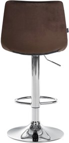 Banco de bar Jerry em veludo com estrutura cromada 87-108,5 x 43 x 46,5 cm Castanho