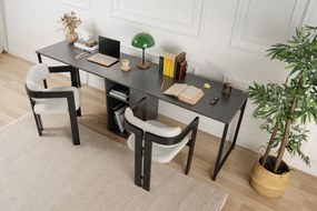 Secretária de Estudo Twin – Preto Antracite – 240x74x60 cm