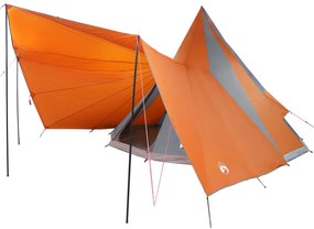 Tenda Familiar Tipi Cinza e Laranja Impermeável para 12 Pessoas
