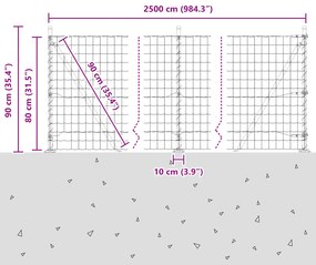 Cerca Euro com 13 Postes Flangeados 0.8x25 m Aço Galvanizado