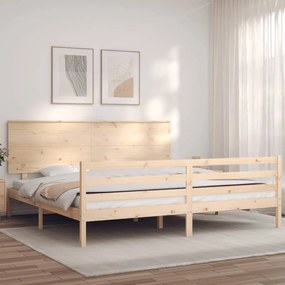 vidaXL Estrutura de cama com cabeceira 200x200 cm madeira maciça