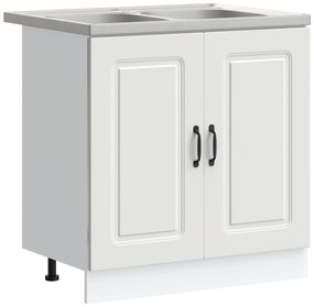 Armário de Cozinha vidaXL 'Kalmar'com Pias Duplas Branco em Estrutura