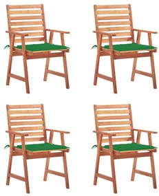 vidaXL Cadeiras de jantar p/ jardim 4 pcs c/ almofadões acácia maciça