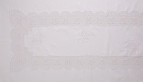 315x175 cm Toalha de mesa de linho bordada a mão C/ Crochê