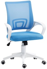 HOMCOM Cadeira de Escritório de Malha Giratória com Altura Ajustável Função Basculante e Apoio para os Braços 57x55x89-109 cm Azul