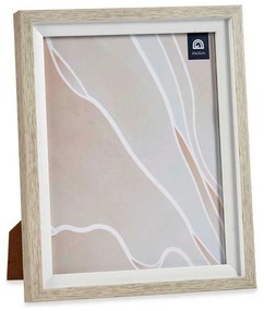 Moldura de Fotos Castanho Branco Cristal Madeira Plástico (24 X 2 X 29 cm)