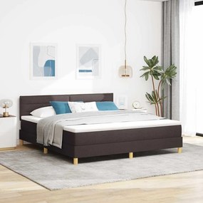 vidaXL Cama Box Spring com Colchão & LED Castanho 180x200 cm Tecido