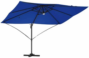 Guarda-sol Cantilever Roma com LEDs, Azul Azure, 352x251x265 cm, Alumí